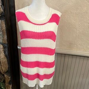 BiBi Vibrant Pink and Cream Striped Sweater